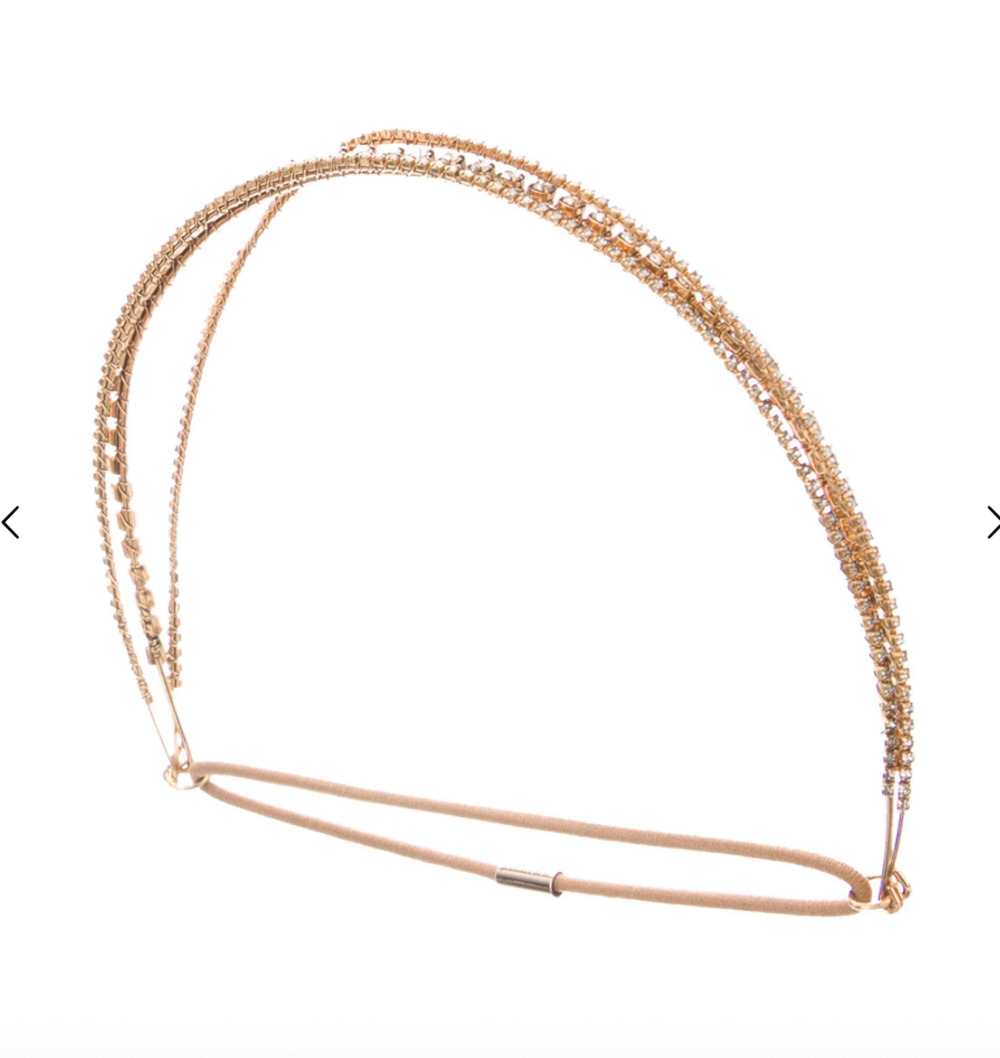 STUNNING Jennifer Behr Crystal Gold Metal HeadBand Cubic Zirconias